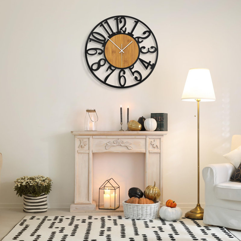 Horloge murale surdimensionnée 32 pouces, Marron clair