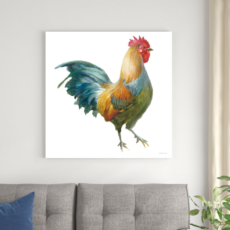 Noble Rooster III par Danhui Nai - peinture sur toile tendue, H 36 po x l 36 po