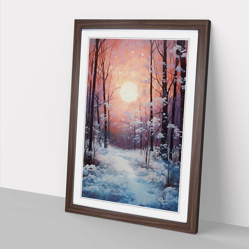 Winter Forest Romanticism - Single Picture Frame Print on Wood, Walnut, 46cm H x 34cm W x 2cm D