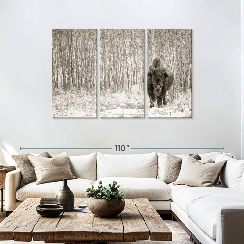 Brampt Bison In Winter Forest, 48" H x 74" W