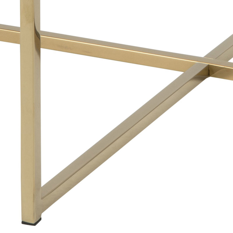 Elkland Cross Legs Coffee Table, 45cm H x 80cm L x 80cm D, White Top/Gold Base