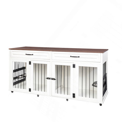 Cage pour chien robuste, convenant aux chiens de taille moyenne à grande, cage de style meuble, avec cage en bois à double porte