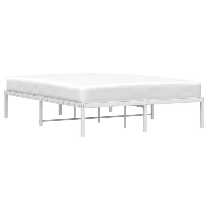 Metal Bed Frame Without Mattress White 47.2"X78.7", Full XL (207 cm x 146 cm), White