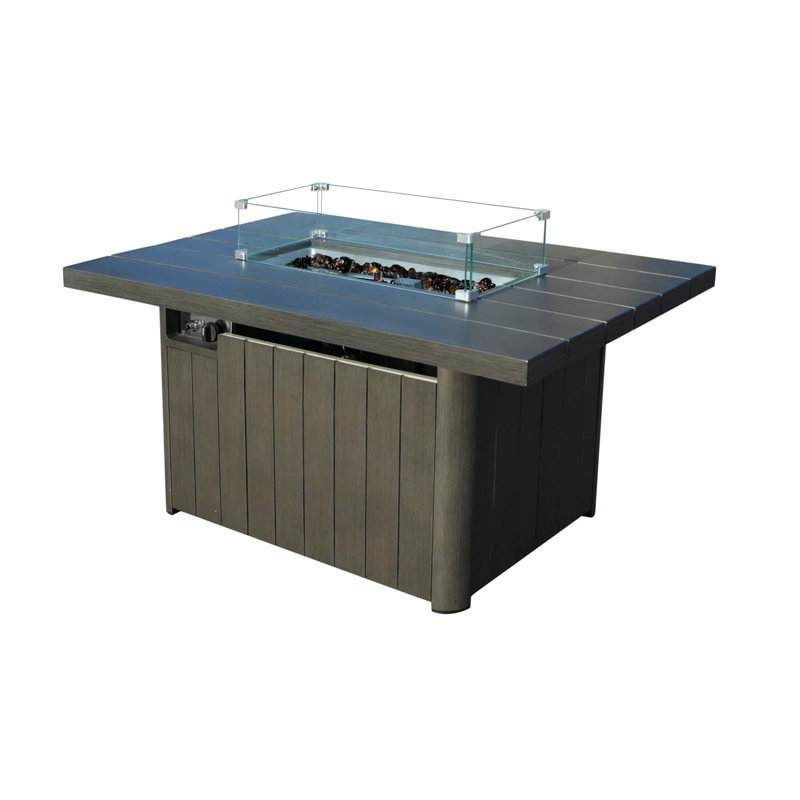 Aluminum Tube Rectangular Firepit Table, Gray
