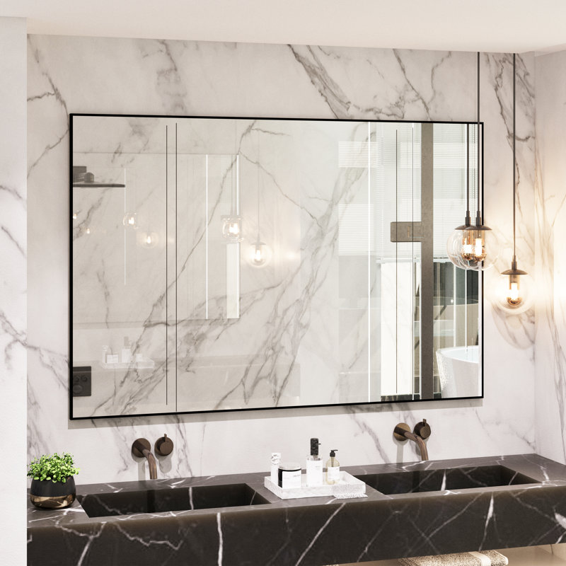 Miroir d'appoint Lesamuel, Noir mat, Rectangulaire, 40 po x 60 po