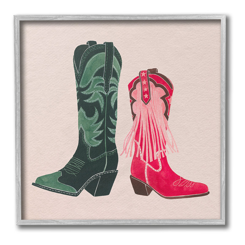 «Cowboy & Cowgirl bottes», art mural par Grace Popp, Estampe numérique Farmhouse, H 24 po x l 24 po