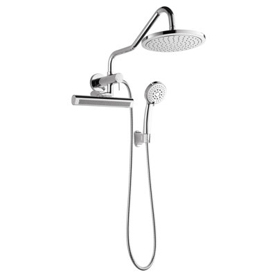 FORNO ACQUA AcquaFALL Mini Shower Head, Polished Stainless Steel Finish, Overhead Rainfall Shower, 7 Function Diverter, Handheld Shower Head, Body Jets, 2.5 GPM Flow Rate