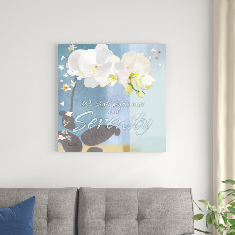 «Blue Floral Inspiration I» par Evelia Designs - impression sur toile tendue, H 30 po x l 30 po x P 1,25 po