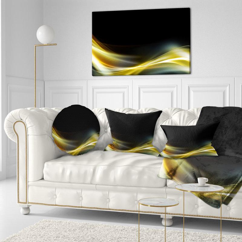 Or avec lignes noires vers le haut - coussin imprimé abstrait