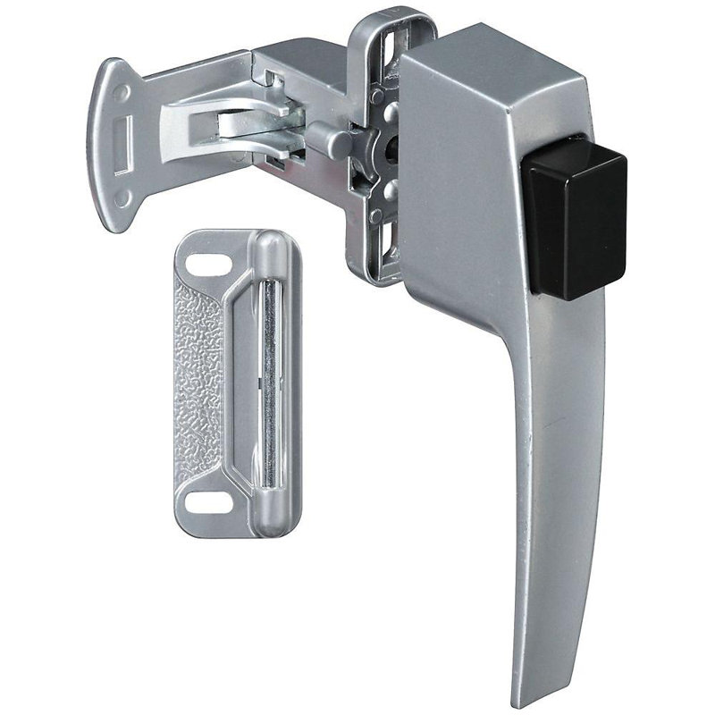 Loquet à bouton-poussoir sans clé, Argent, H 1,5 po x l 4,5 po x P 9,5 po