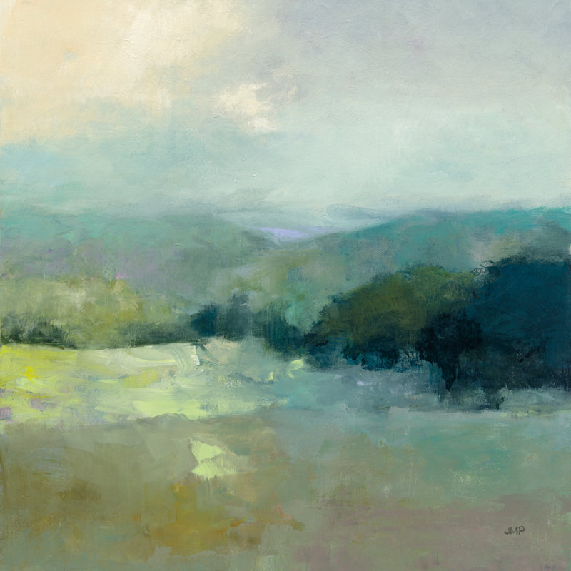 «Misty Valley» par Julia Purinton, reproduction, H 12 po x l 12 po, Oui, Cadre simple blanc