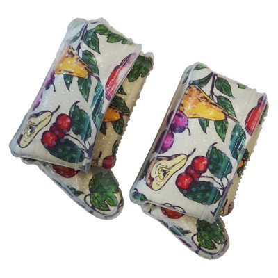 Oven Mitts Set of 2 with Transparent Clear Silicone Shell and Nice Friut Flower Cotton Lining, Heat Resistant to 500 F Kitchen Oven Gloves Pot Holder for Cooking (Friut Flower, Oven Mitts)