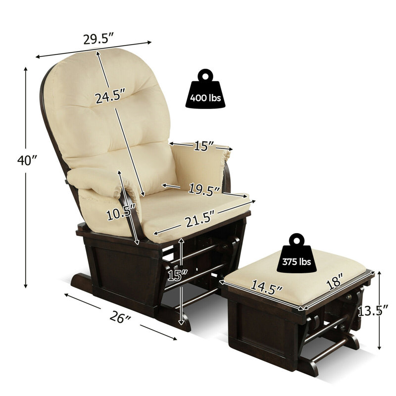Chaise berçante pour chambre de bébé Harriet, Beige / brun