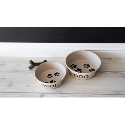 Good Dog Paw Prints Merge Pet Bowl - Large - 5 Cups - Brown