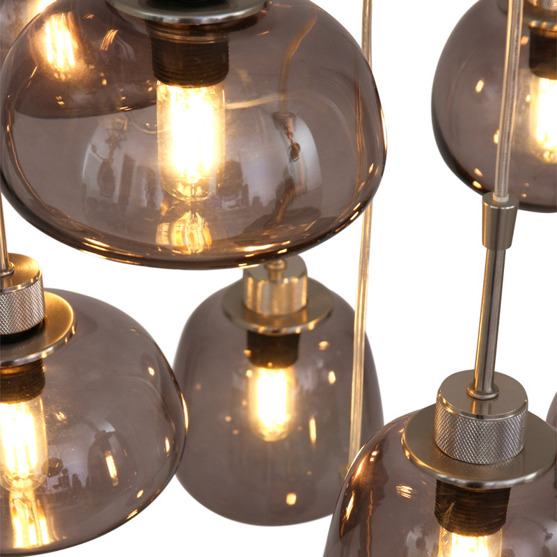 Trent 9 - Light Steel Cluster Pendant