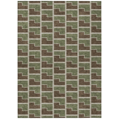 Machine Washable Indoor/Outdoor Lipman ACN2416 Geometric Rug