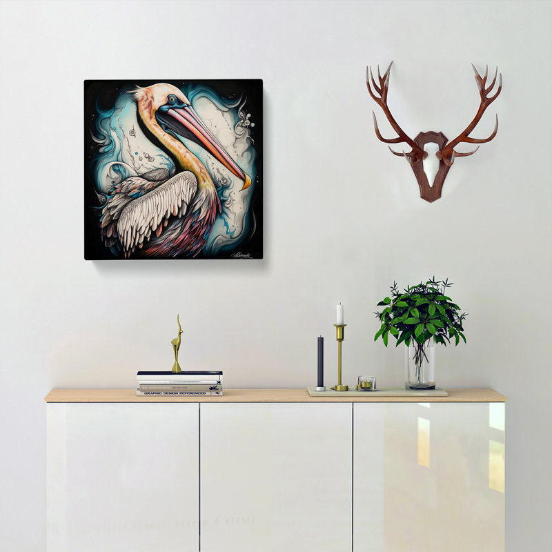 Pelican Neo-Traditional - Wrapped Canvas, 35cm H x 35cm W