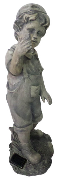 Statue de jardin d'extérieur 18 po gris avec téléphone portable DEL