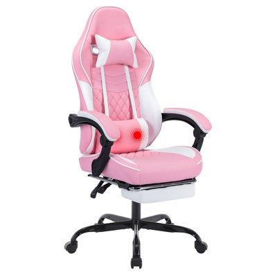Ivy Bronx Ergonomic Massage Gaming Chair - Racing Style with Lumbar Support, Footrest & Adjustable Headrest for Adults