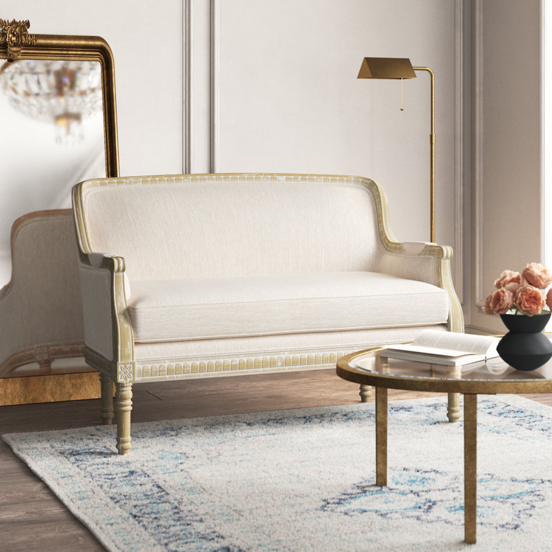 Menges Upholstered 49.75'' Loveseat, Beige Polyester