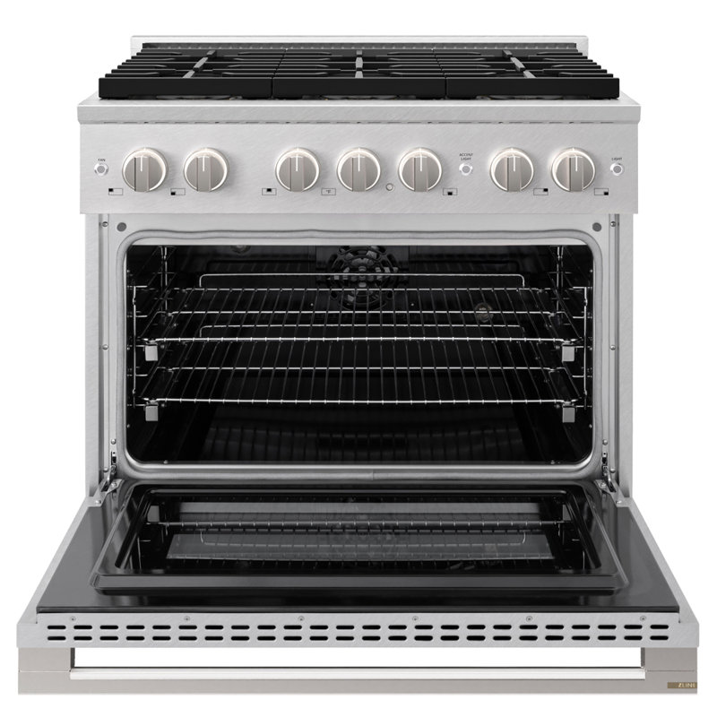 Zline 36 in. Marino Dual Fuel Range with 6 Burner DuoPro Cooktop & Convection Oven w/ White Door, Satin Stainless Steel