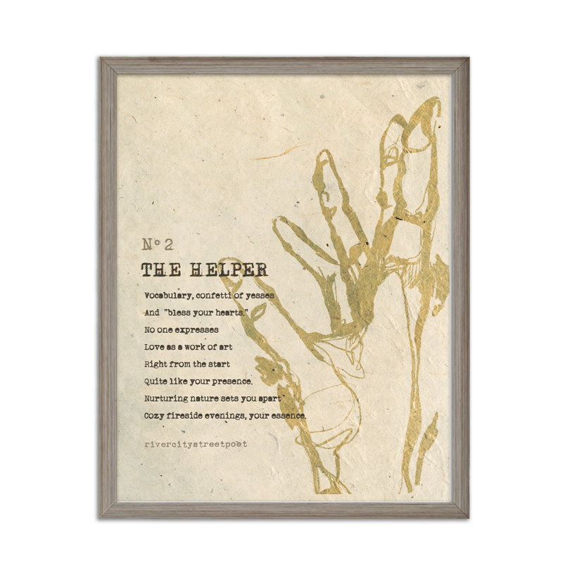 «The Helper», reproduction d'art encadrée par River City Street Poet, H 16 po x l 12 po x P 1 po, Cadre brun