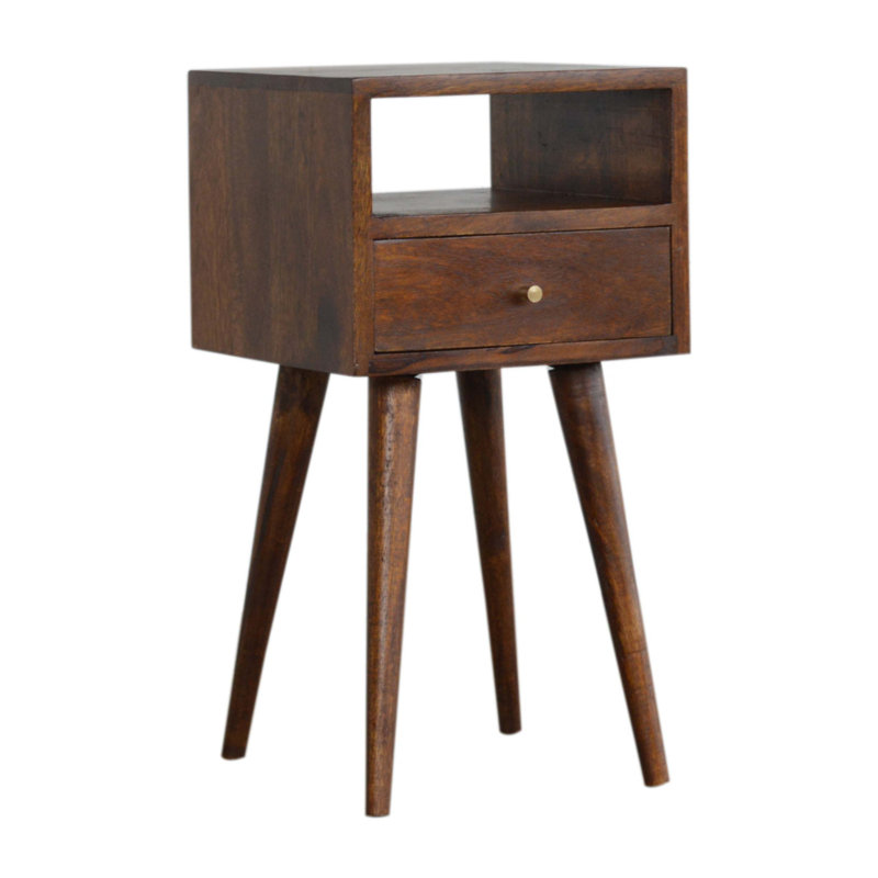 Fithian 30cm W Solid Wood Bedside Table, Chestnut