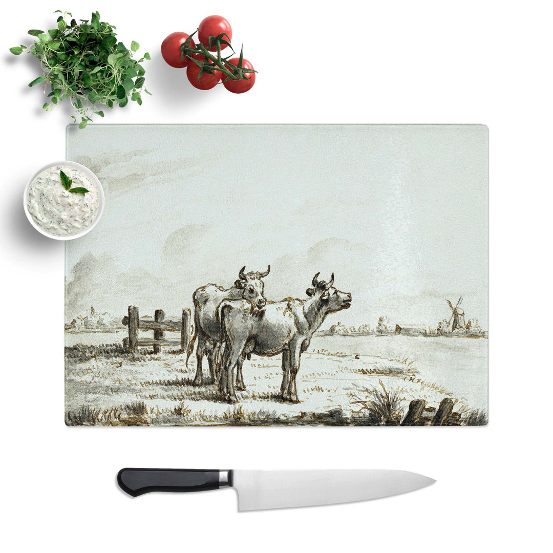 Tempered Glass Two Cows in a Meadow by Jean Bernard Chopping Board