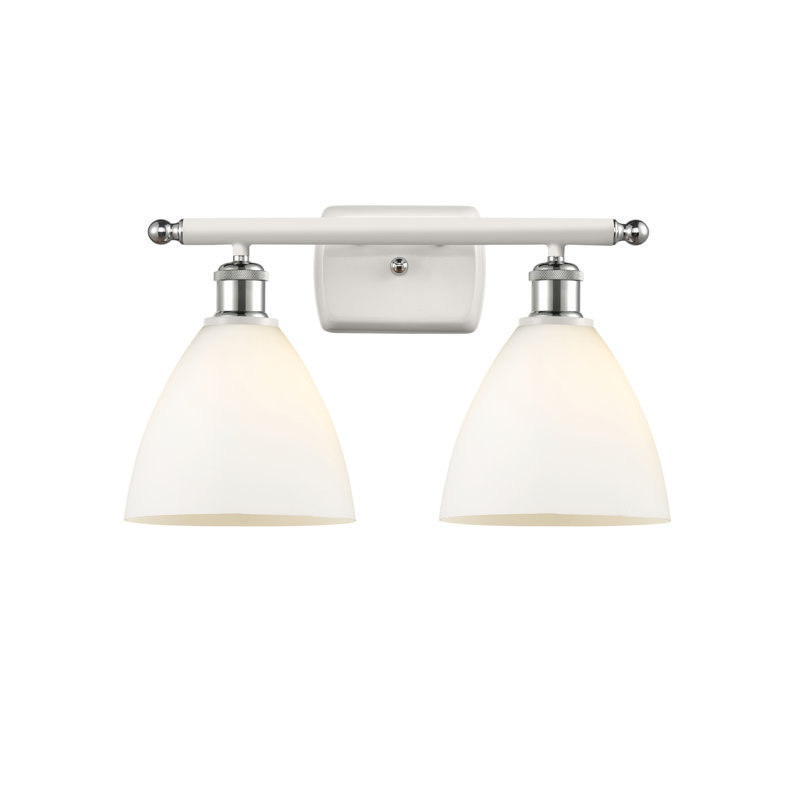 Éclairage pour meuble-lavabo 2 lumières Shauna, Blanc mat, DEL, Blanc / chrome poli