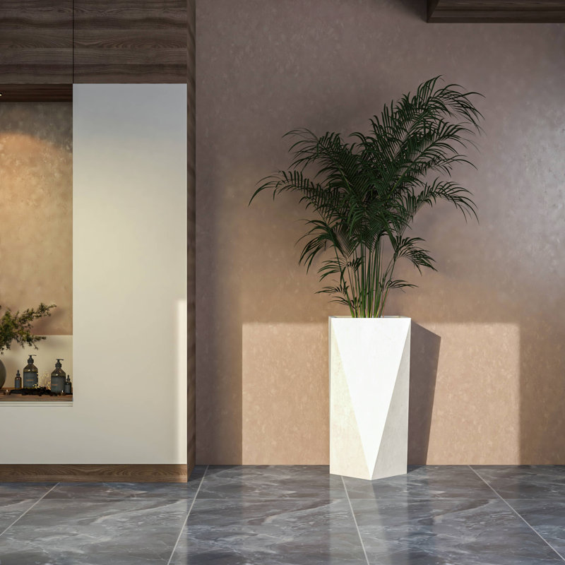Pot à fleurs Yarisma, H 35 po x l 17 po x P 17 po, Blanc