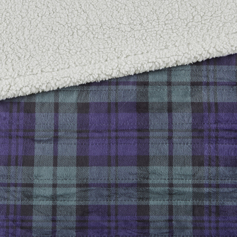 60" x 70" Blue Green Plaid Electric Heated Throw Blanket