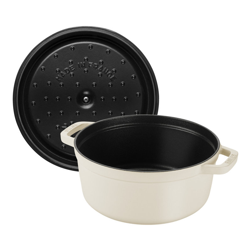 STAUB Cocotte Cocotte ronde en fonte 3,7 L, crème, 3.9 quarts