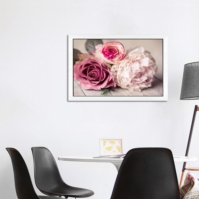 Bouquet by Symposium - Print on Canvas, 101.6 cm H x 66.04 cm W, White Framed