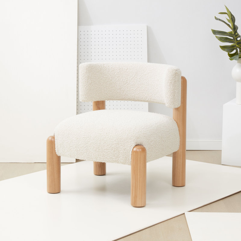 Fauteuil demi-tonneau l 25,8 po Lilou, Crème, crème