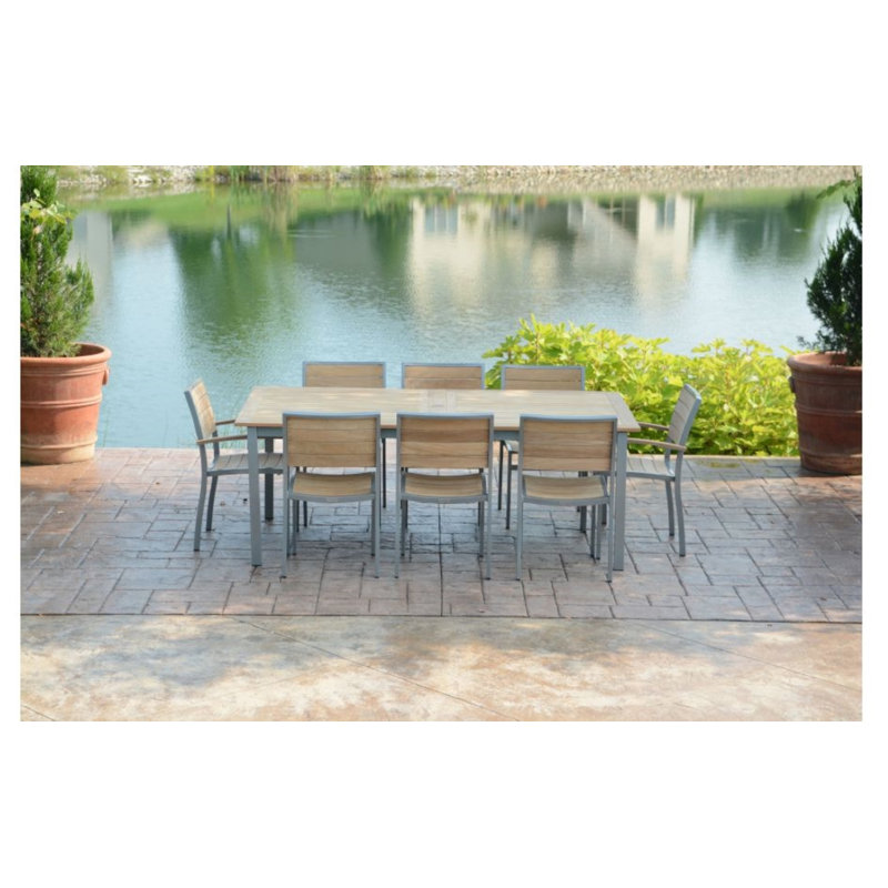 SoHo Teak Aluminum Outdoor Stacking Armchair, Silver