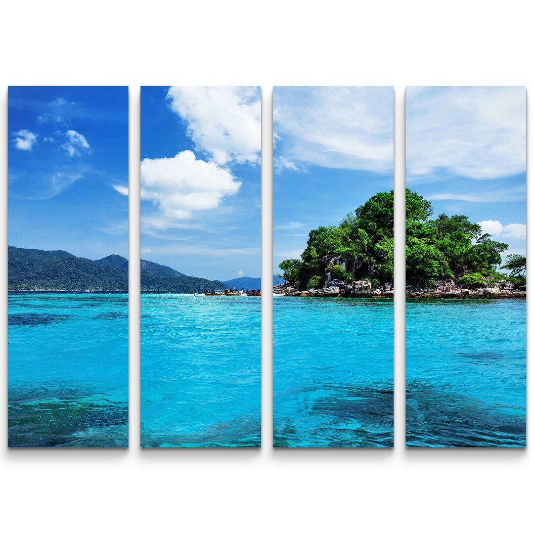 4-tlg. Leinwandbilder-Set Blaues Meer mit Insel - Thailand