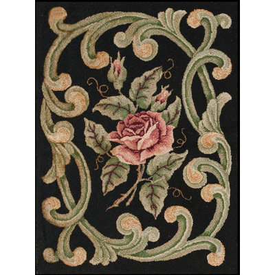 Antique American Hooked Rug American Black 1920s
