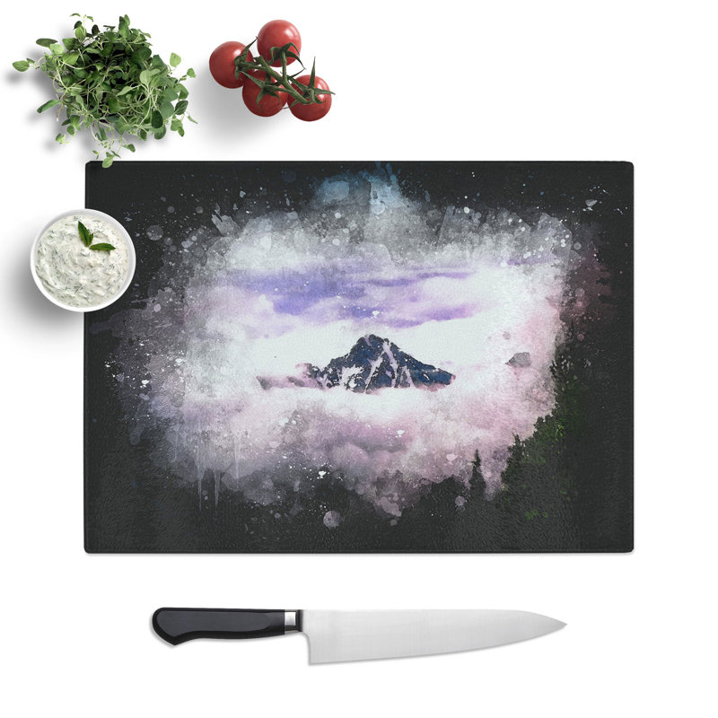 Tempered Glass Mountain Peak in Alberta Canada Chopping Board, 20 cm x 28.5 cm