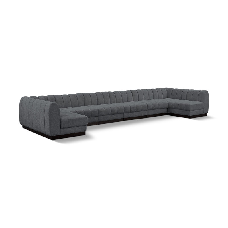 Canapé modulaire rembourré 8 pièces Quinn, Tissu gris chenille