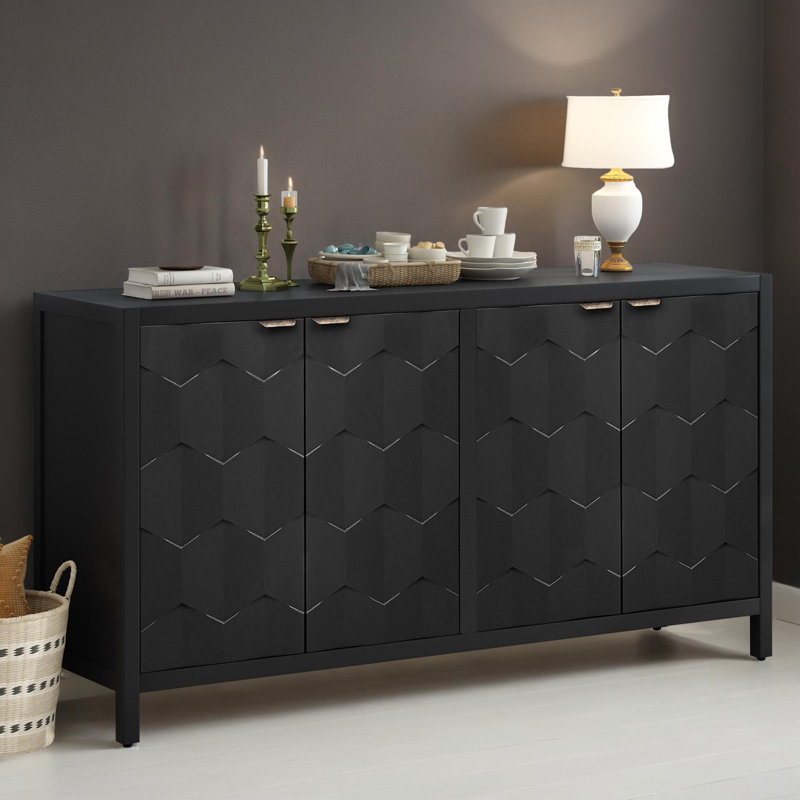 Console de rangement en bois, Noir