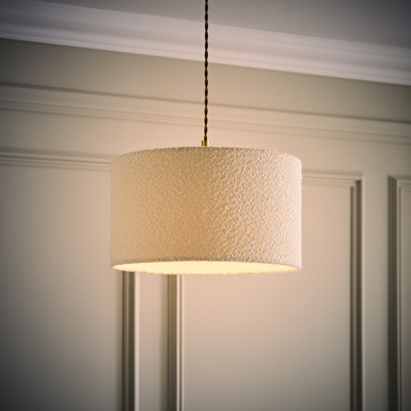 20cm H Cotton Drum Pendant Shade ( Screw On ), Cream, 20cm H x 35cm W x 35cm D