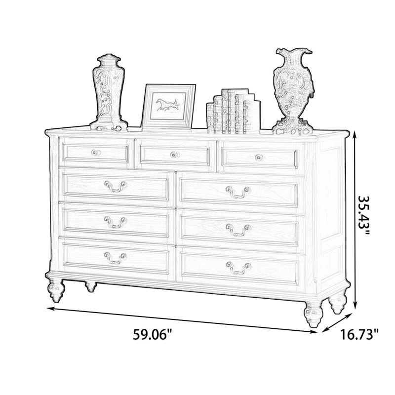Commode à tiroirs en bois de frêne brun, Marron foncé