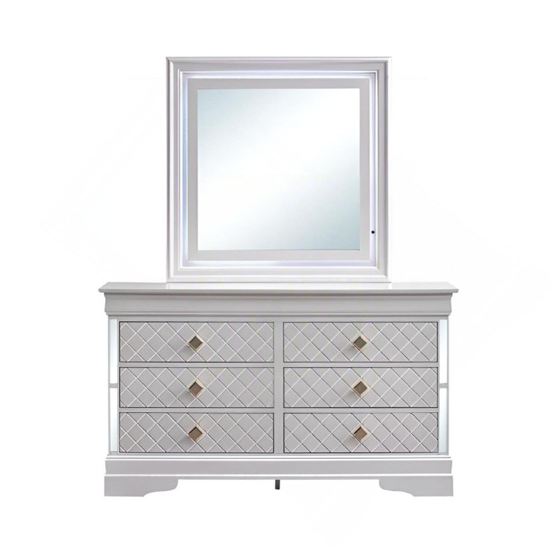 Commode 6 tiroirs avec boutons dorés