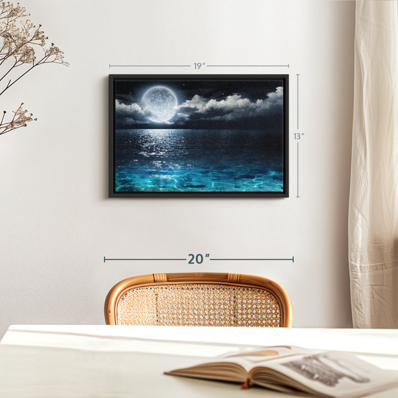 Impression sur toile romantique pleine lune, H 13 po x l 19 po