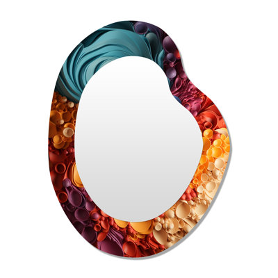 Mahalia Rainbow Reverie collages III - Abstract Collages Asymmetrical Mirror, Modern Irregular Shape Unique Wall Mirror, Printed Metal Art