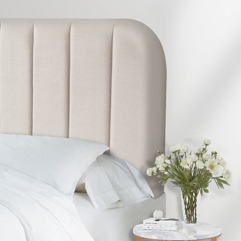 Upholstered Easy Assemble Headboard, Beige, King