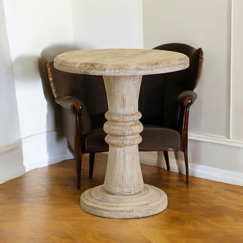 28" Brown Solid Wood End Table
