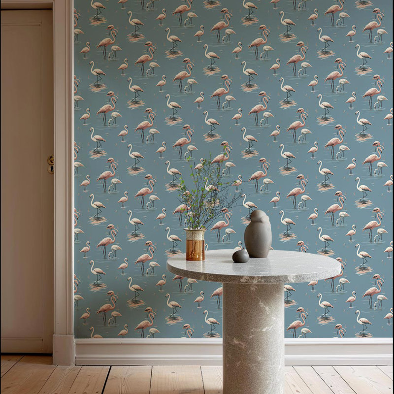 Flamingo - Wallpaper, Blue, Self-adhesive