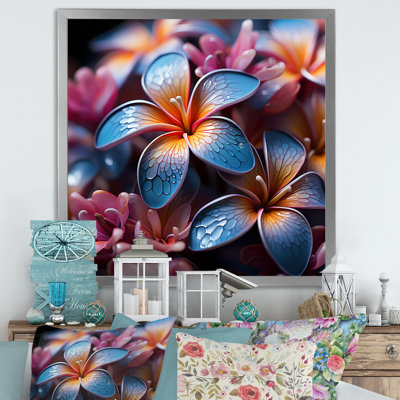 «Dreaming Plumeria Flowers Elegance», reproduction sur toile encadrée