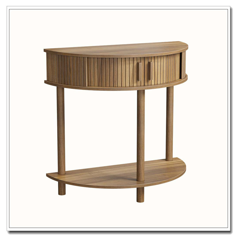 31.5-Inch Grooved Half-Moon Console Table